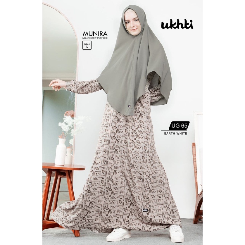 [Reiby] Gamis Flowy Busui Rose Crepe Motif Frekuensi Limited Edition Ukhti UG65 by Ukhti Munira