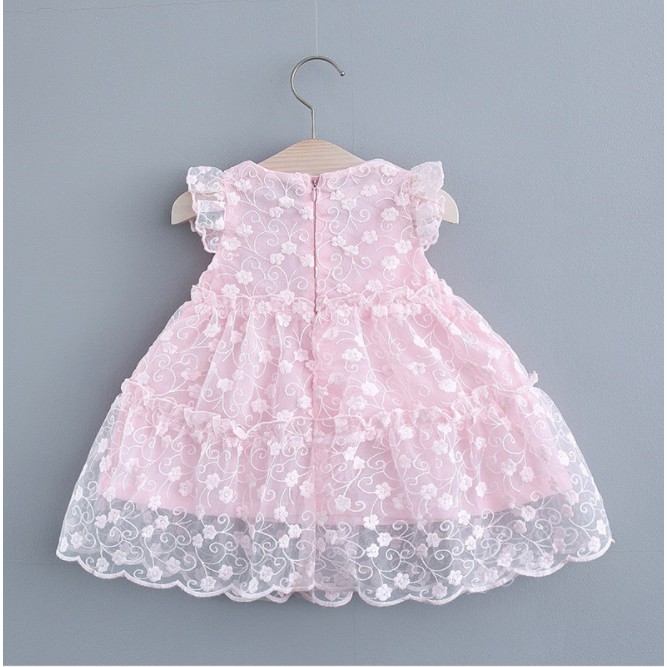 D016- Dress bayi /dress anak /pakaian bayi anak perempuan motif renda bunga kualitas premium