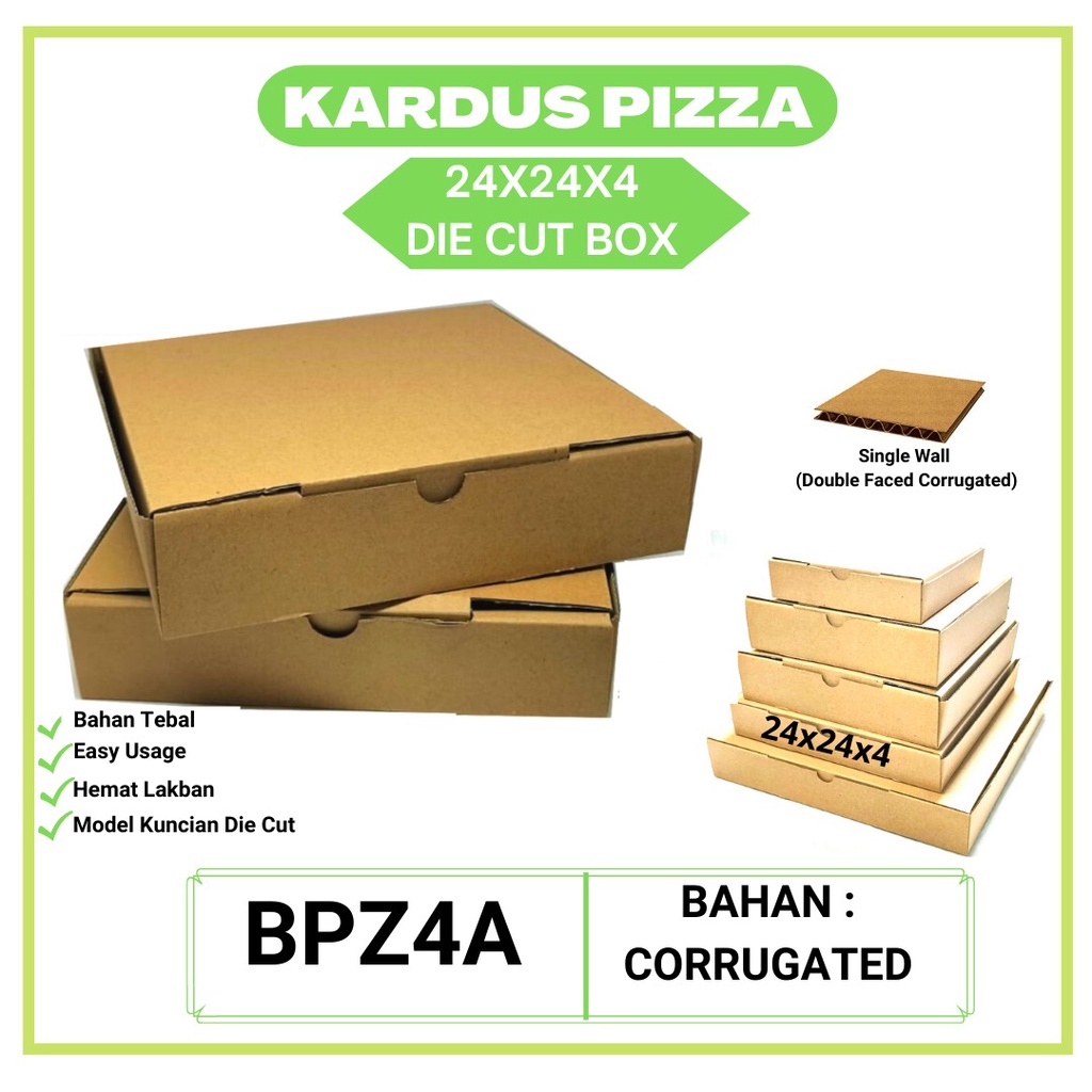 Kardus Pizza 24X24X4 Die Cut E-flute (BPZ4A-Corrugated)