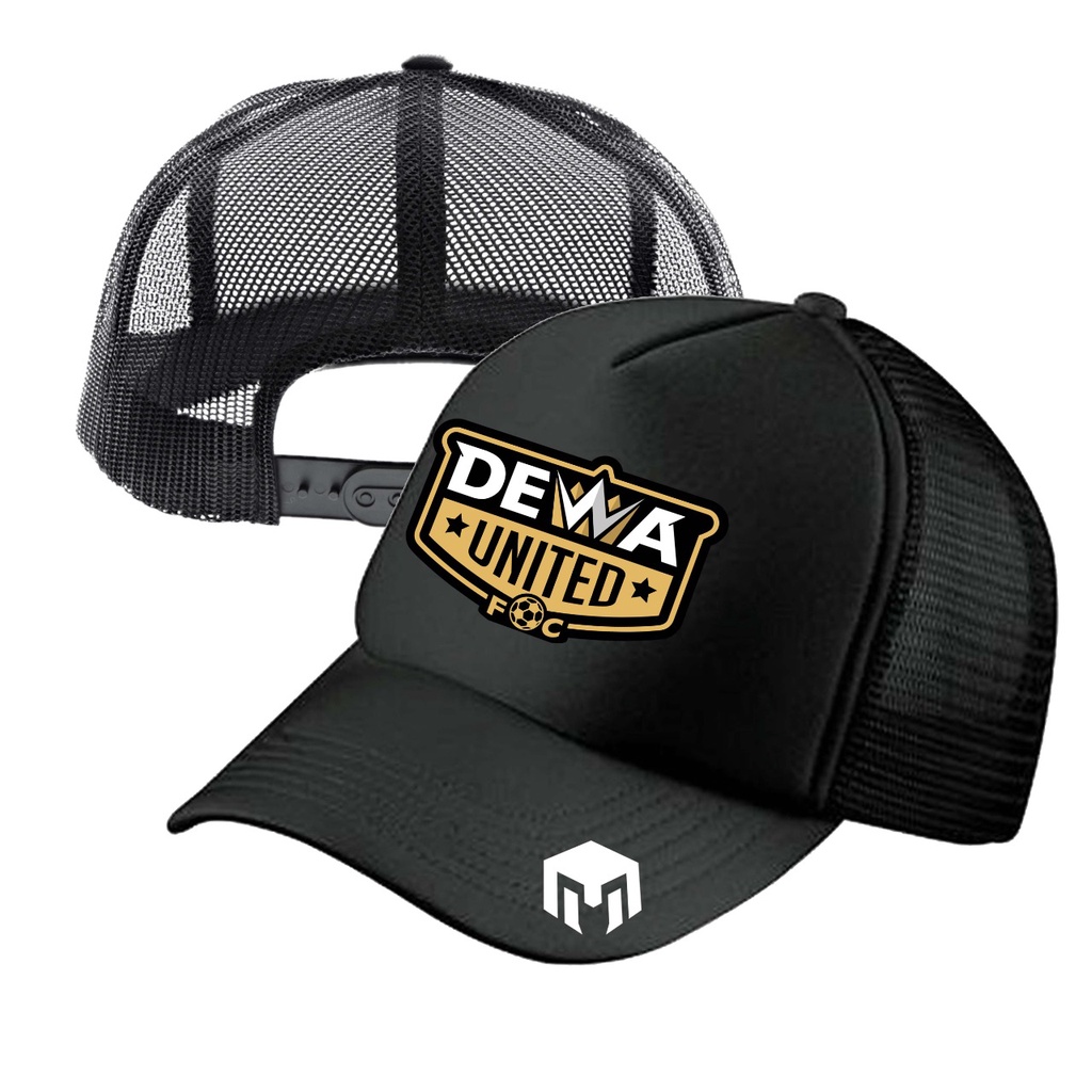Topi DEWA UNITED FC Snapback Trucker Jaring Tangsel Warrior Topi Sablon Design DEWA UNITED FC Fans K