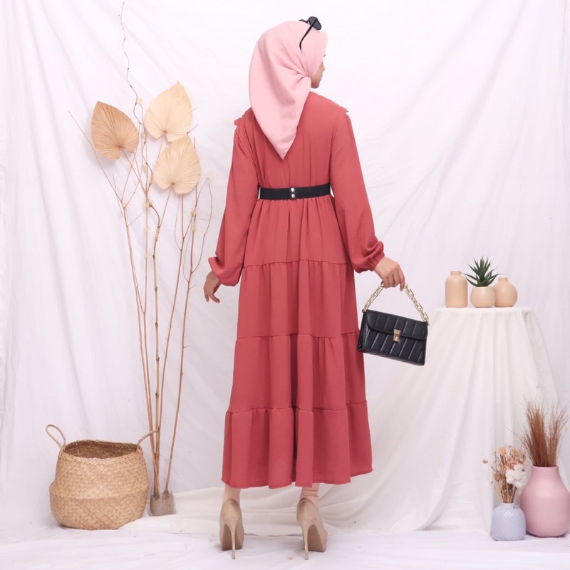 VIKA MIDI DRESS MIDI CRINKLE FREE BELT GROSIR ECER PGMTA