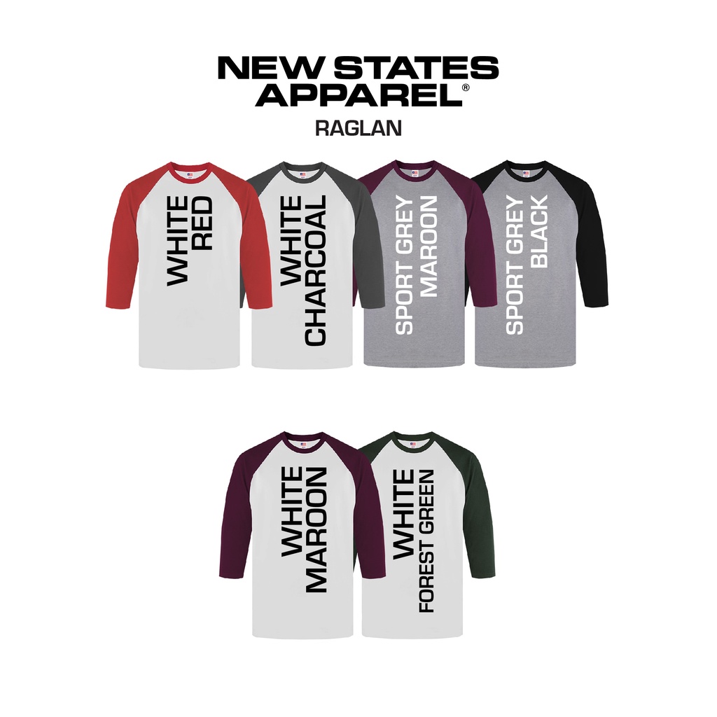 Kaos Polos Raglan 3/4 New States Apparel Premium Cotton 7260  Combed 24s Bahan Adem (Part 1)