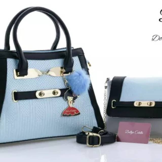 Tas Wanita Dollyn Cabella ALONA Handbag Warna Biru Muda Cluth Serasi Cantik