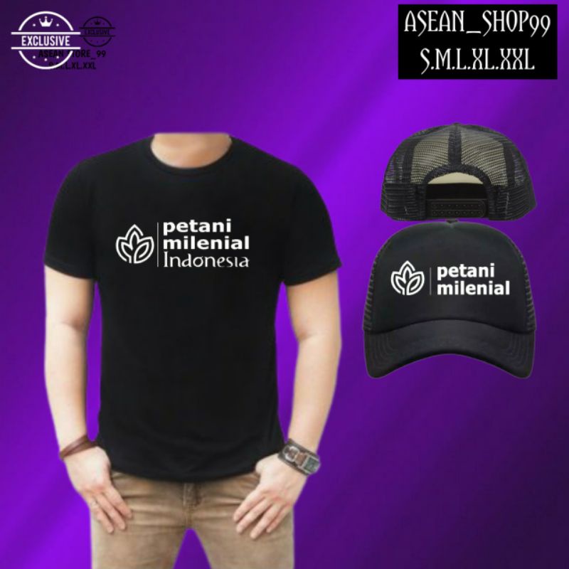 KAOS BAJU PETANI MILENIAL INDONESIA PLUS TOPI//KAOS PETANI INDONESIA