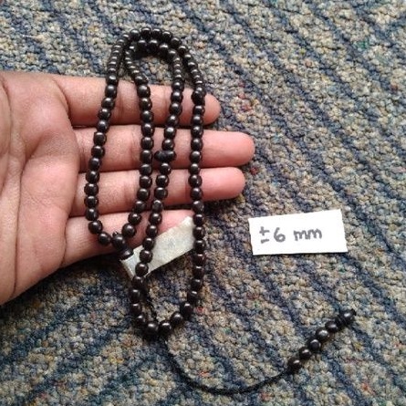 tasbih kokka kauka kaukah bulat polos hitam ± 6 mm (6mm) 99 butir