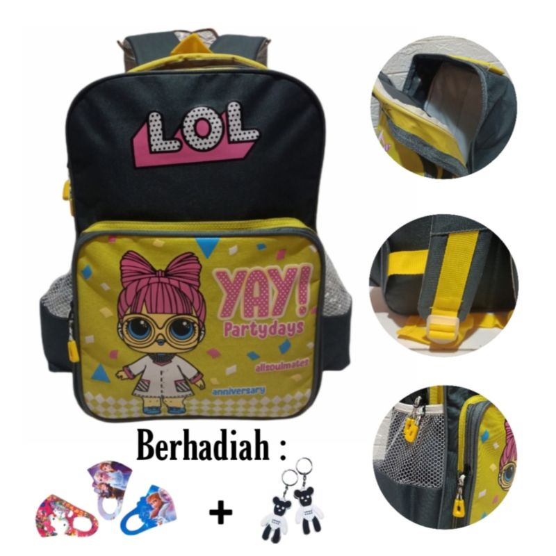 tas sekolah anak SD - tas anak perempuan - tas ransel anak bonus Gantungan Tas dan masker