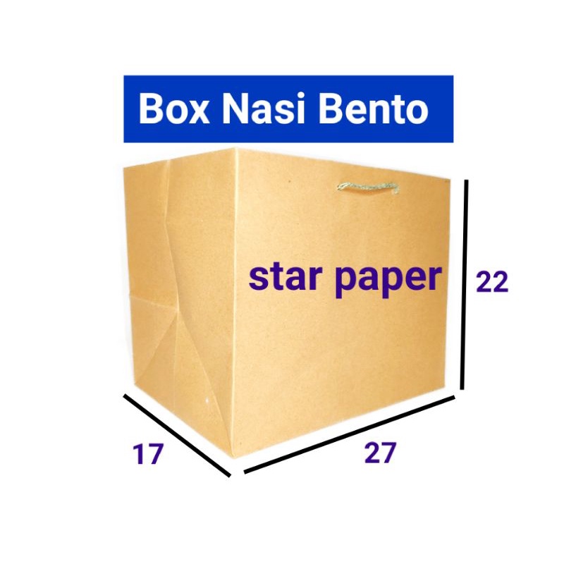 

Minim order 12 pcs # paper bag coklat Uk 27x22x17 untuk box nasi bento tas kertas