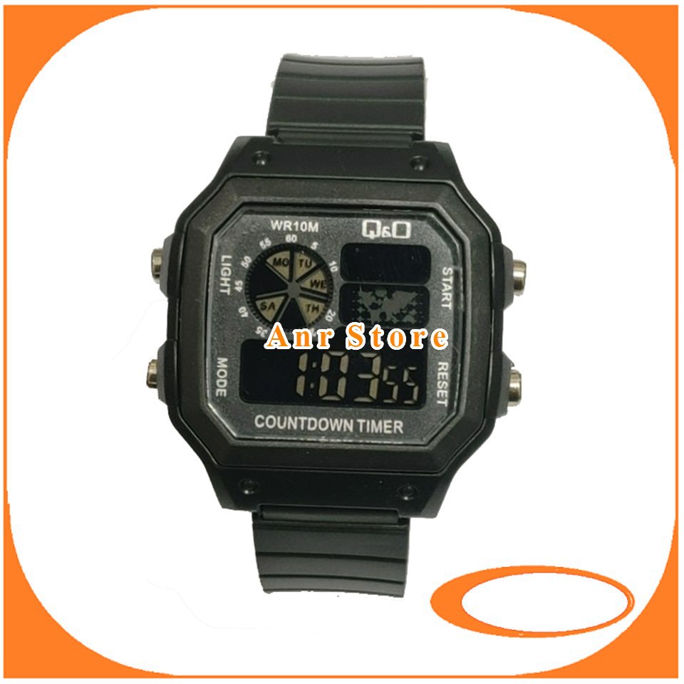 Jam Tangan Q&amp;Q Pria Digital Terbaru Full Black