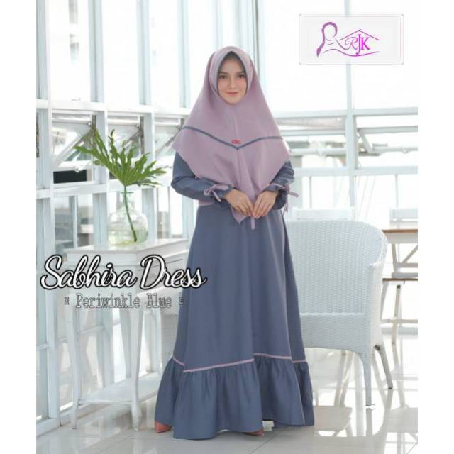 SABHIRA DRESS || Gamis Syari casual Two Tone Mosscreap original by RJK (Rumah Jilbab Kembar)