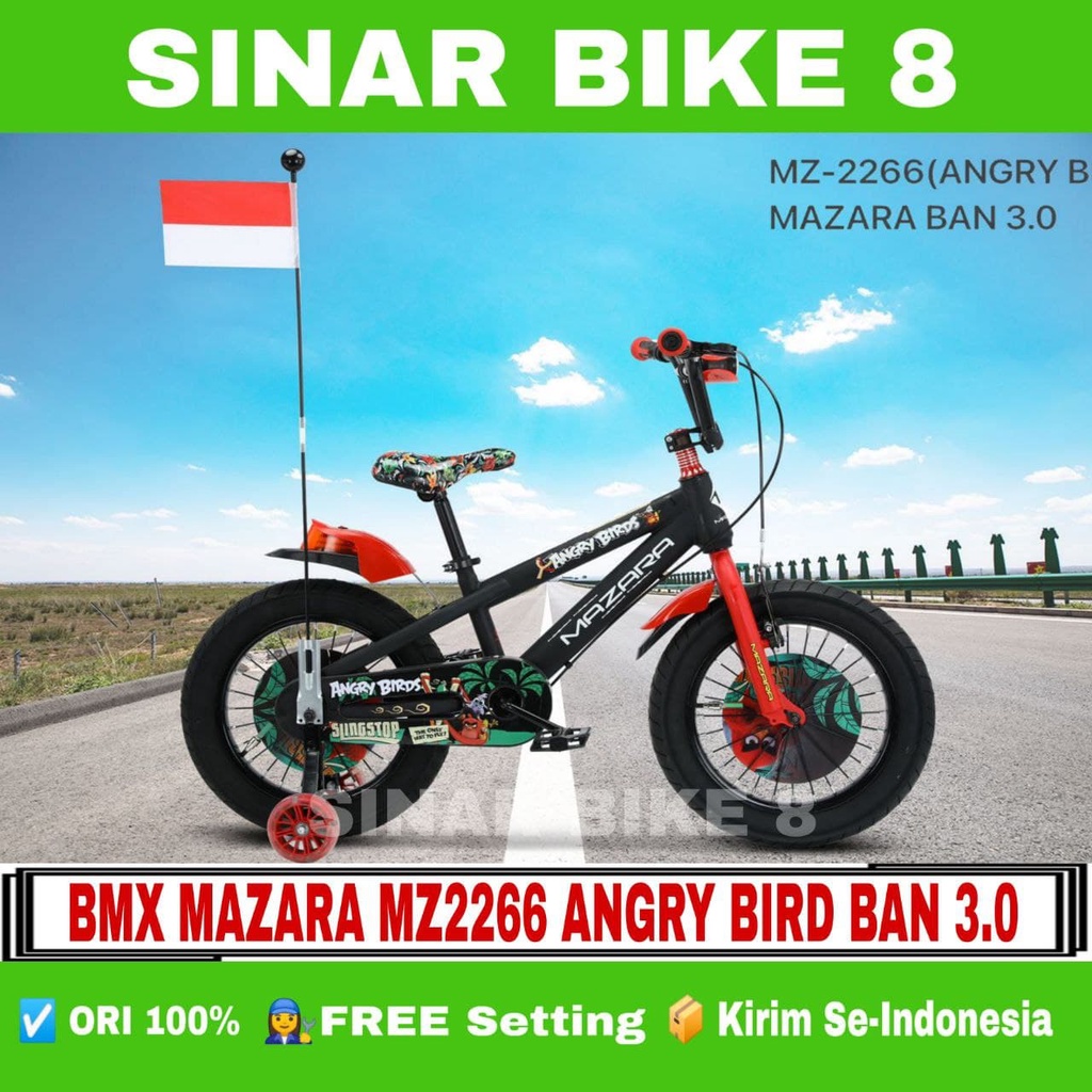 Sepeda Anak BMX Mazara ANGRY BIRD Ban Jumbo 3.0 Musik 16 18 Inch