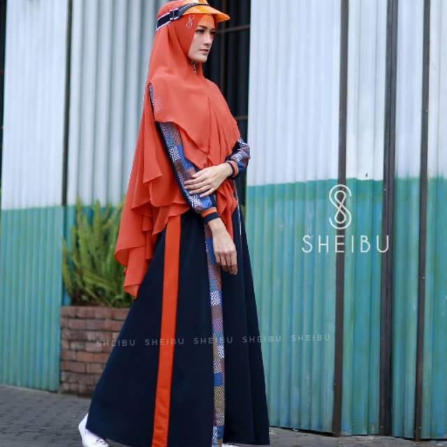 ELECTRA DRESS NAVY BY SHEIBU/gamis dewasa/gamis modis/dress kombinasi/lacoste/setelan muslim/sporty