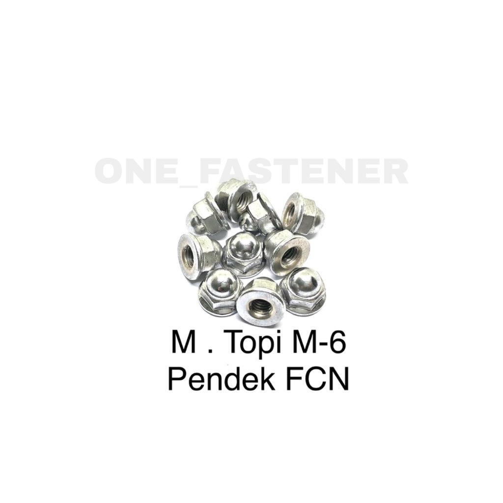 50 pcs MUR Topi Flange M6 Pendek NEKEL 6mm 6mili flange cap nut Kunci baut 10