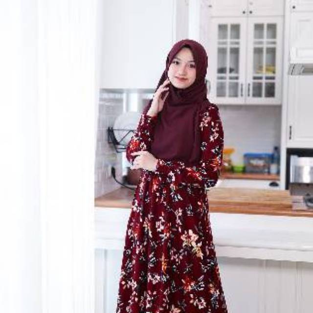 ADZKIA DAILY DRESS Seri 15 Maroon by Adzkia Hijab