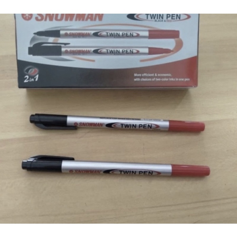 

Spidol snowman 2in1 hitam merah twinpen spidol 2kegunaan 2tinta