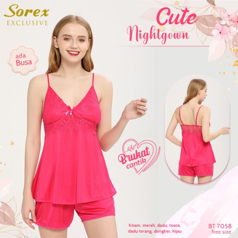 (SALE) STELAN ATASAN + HOT PANTS SEXY Pretty NightGown Satin Premium Exclusive Sorex7058 |BAJU TIDUR