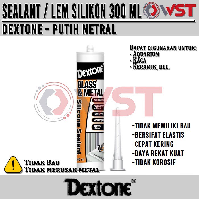 

Dextone Lem Silikon Putih / White Netral (Tanpa Bau) / Sealant / Lem Kaca / Lem Aquarium