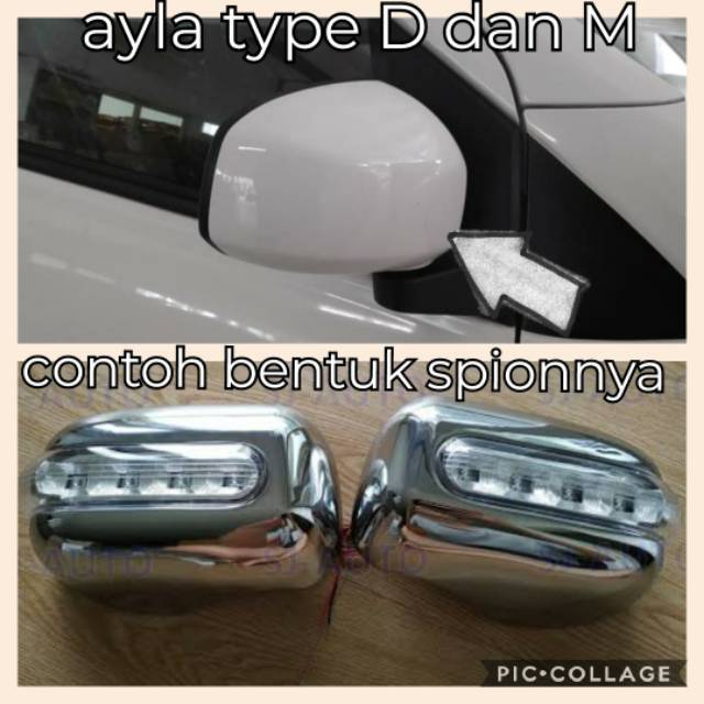 Cover Spion Ayla tipe D , M  Lampu 2014 - 2019 Chrome Mirror Cover