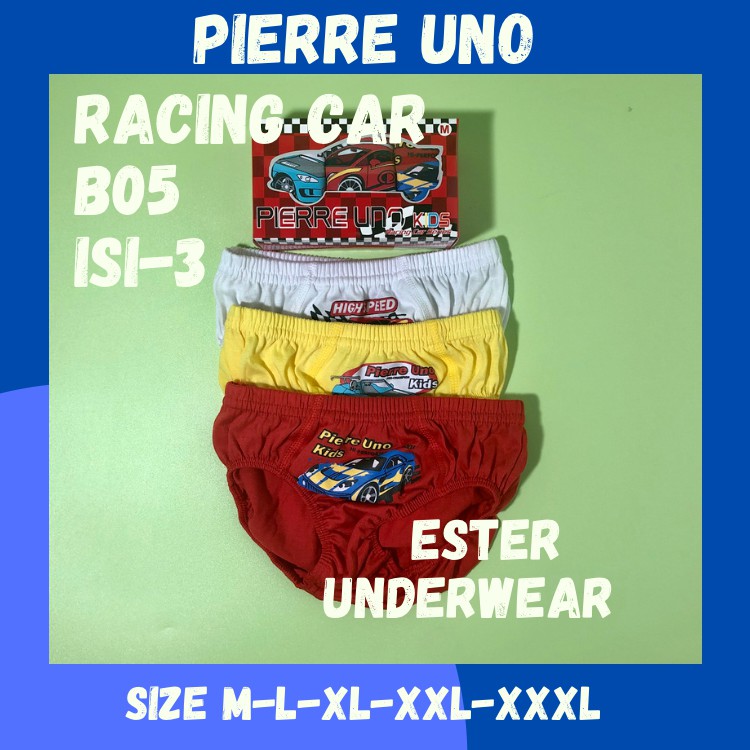 Celana Dalam anak laki-laki Pierre Uno B05 Racing car 1 Box Isi-3 pcs