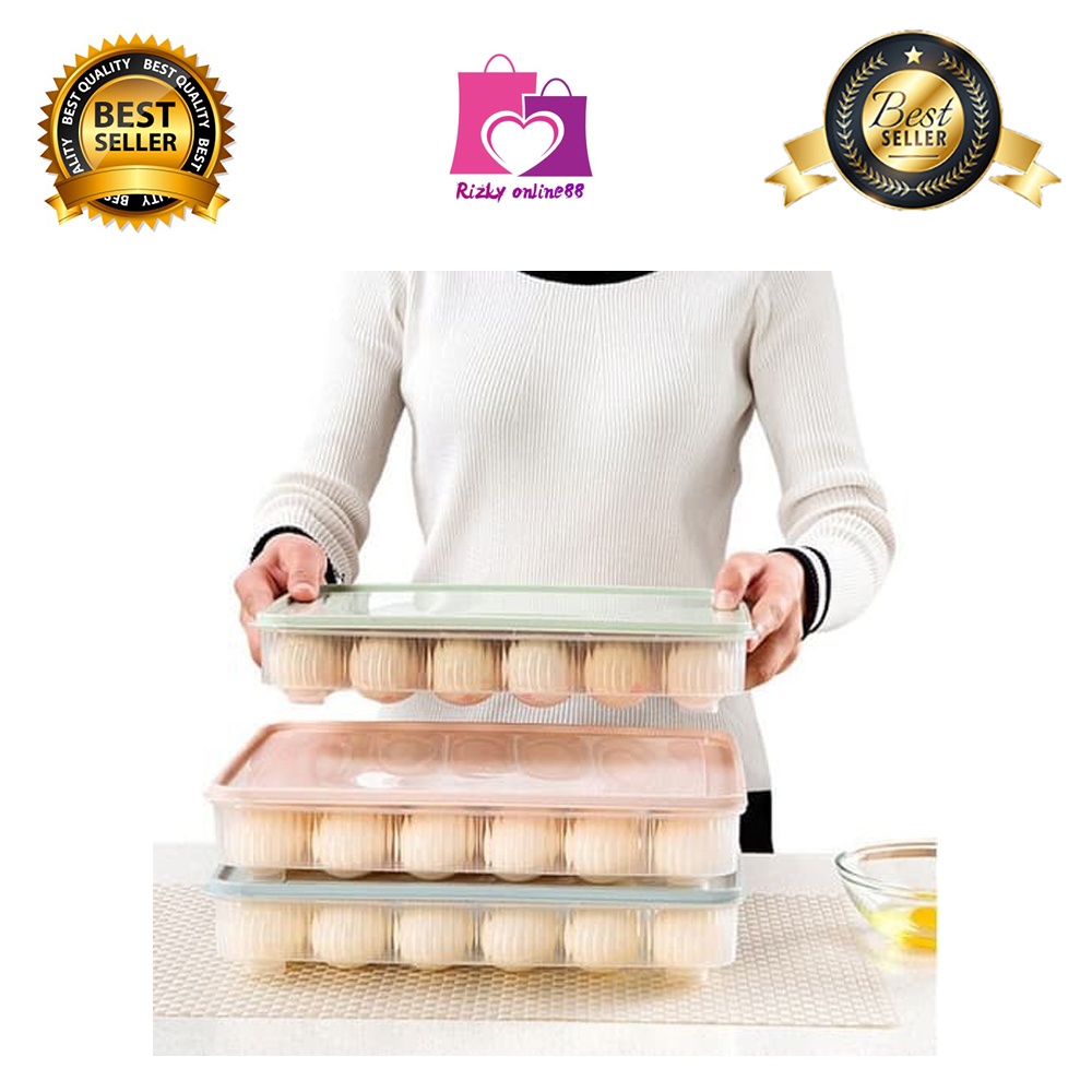 rizkyonline88 tempat box telur 24 lubang sekat tempat penyimpanan telur box egg organizer U88