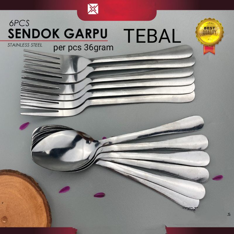 Sendok Garpu Makan Tebal isi 6