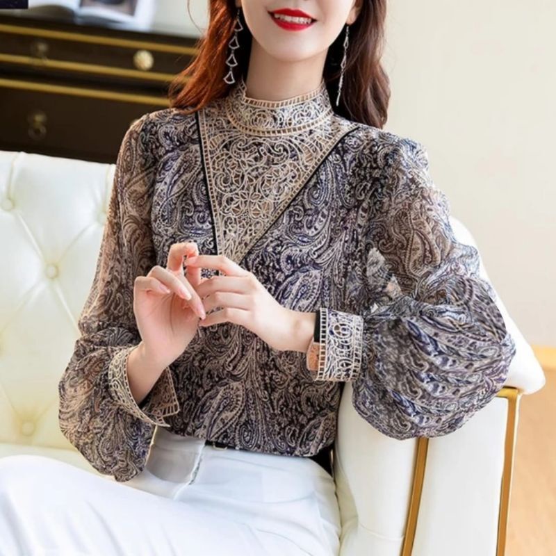 MDLV ~ 5790 MOUSELINE EMBROIDERED NECKLINE TOP KOREA BLOUSE KOREA BLOUSE PREMIUM FASHION IMPORT