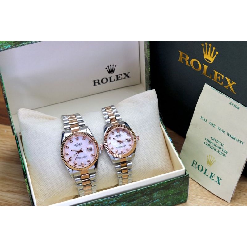(PW)JAM TANGAN ROLEX PLAT KERANG COUPLE WANITA/PRIA D31mm / D38mm RANTAI STEINLESS FREE ORIGINAL