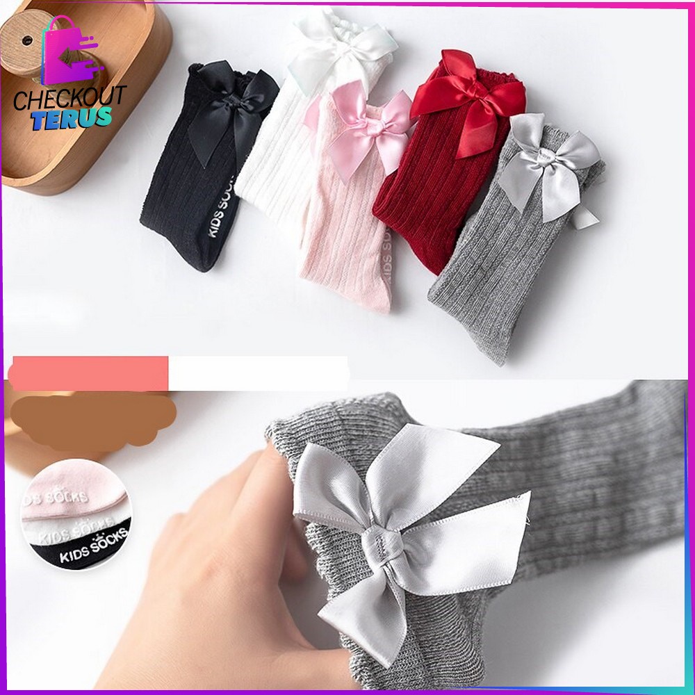 CT P89 Kaos Kaki Anak Perempuan Panjang Pita Anti slip Kaos Kaki Anak Anti Tergelincir Kaos Kaki Anak Cewek Antislip Kids Sock