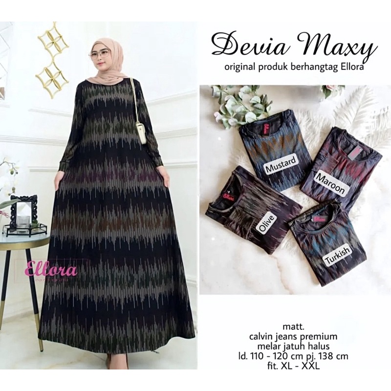 Devia Maxy - Gamis Calvin Jeans Terbaru LD110+  Jumbo / R.22 - 023-6796