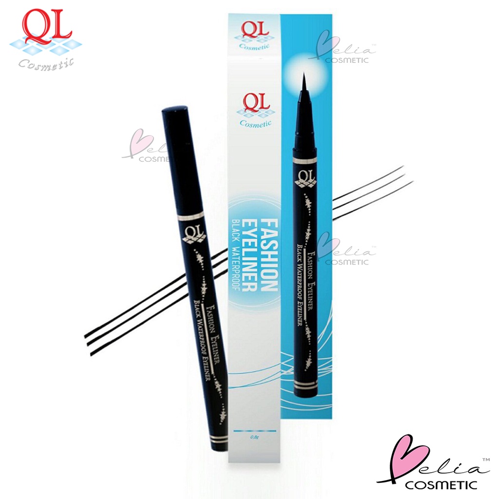 ❤ BELIA ❤ QL Cosmetic Fashion Eyeliner Pen Black Waterproof - 8 ml (✔️BPOM)