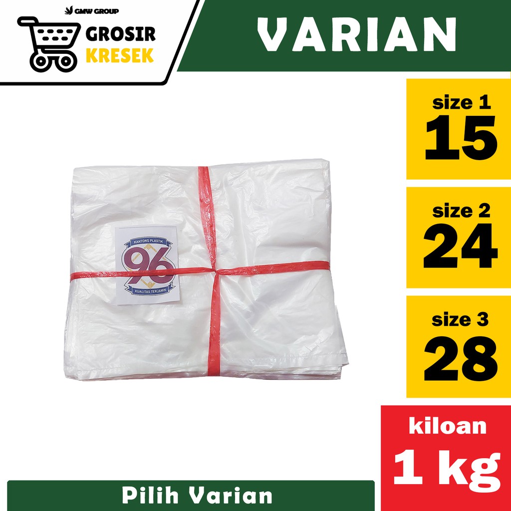 [VARIAN] A39 - Kantong Plastik Los Kiloan HD 96 Ukuran 15 24 28 Grosir Kresek Warna Natural Transpar