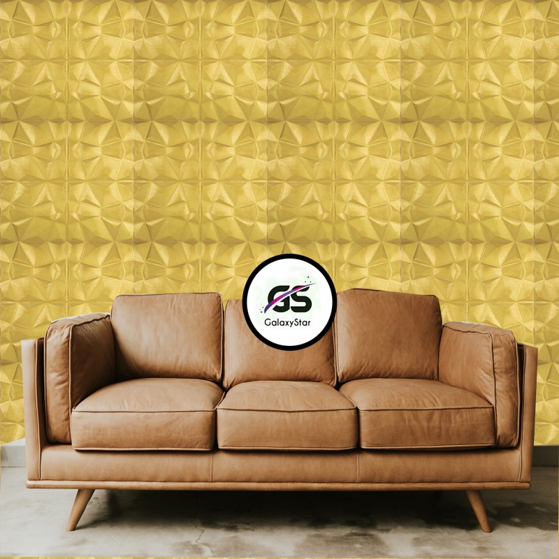 OK Wallpaper Foam 3D 6mm Batik Wallpaper Panel Diamond Triangle Gold Stiker Dinding 6mm