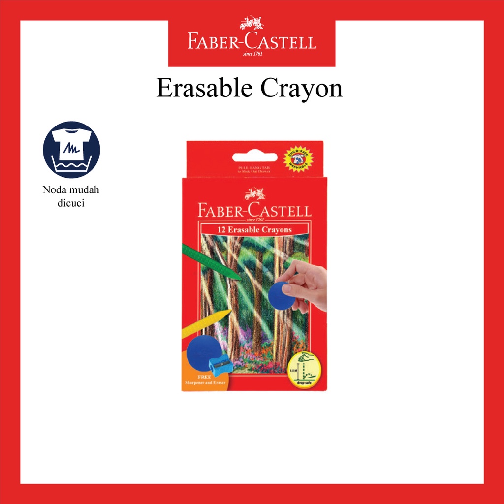 

Erasable Crayon Faber Castell 12 Warna / Erasable Crayons 12 / Gratis Penghapus dan Rautan