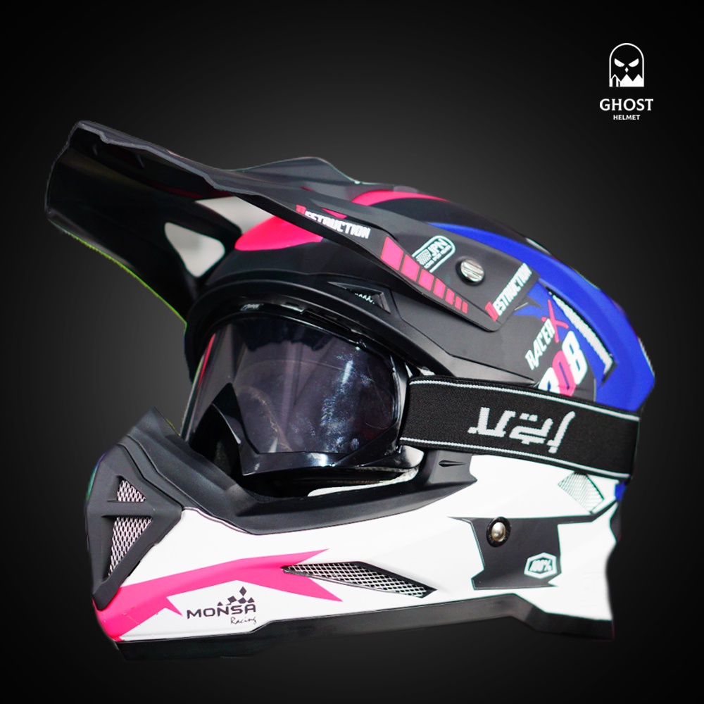 HELM MOTOR TRAIL JPN MONSA CROSS MOTIF ORIGINAL PREMIUM STANDART SNI SUPERCROSS