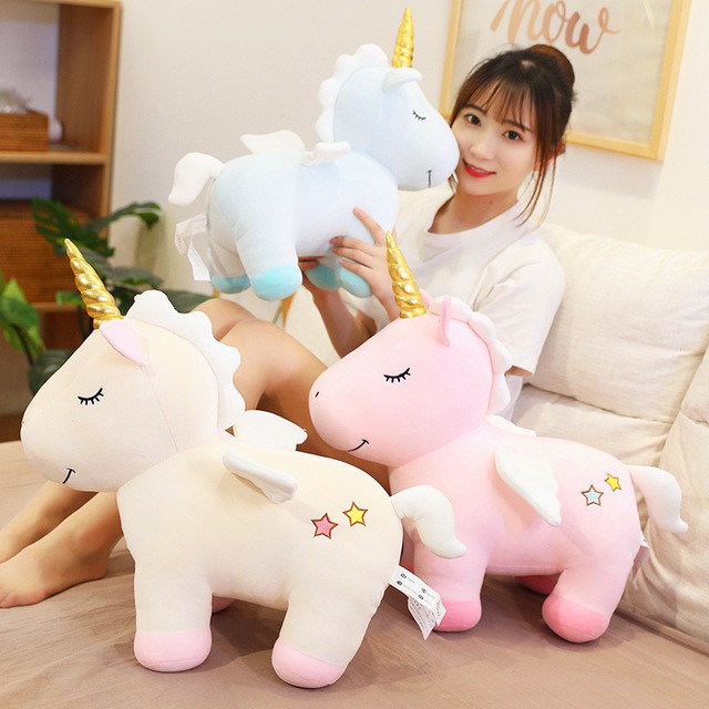 Boneka Unicorn Bahan Plush Tanduk Gold