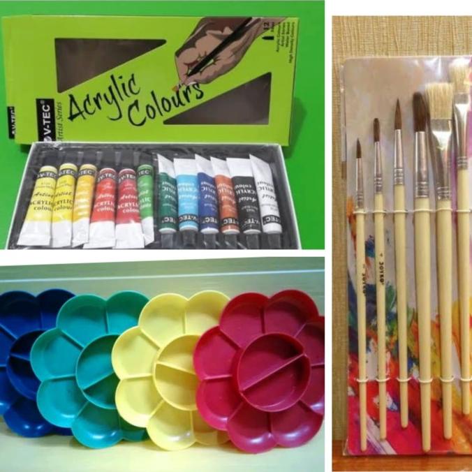 

Paket Lukis (Cat Akrilik,Kuas,Palet) Dijamin Puas