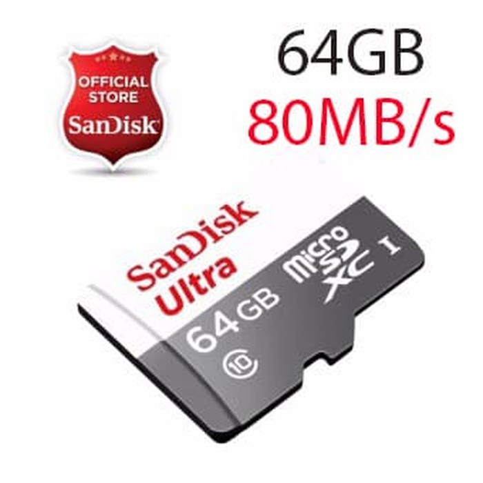 Micro SD SanDisk 64GB Ultra Class10 80mb/s Non Adapter ORIGINAL Memory Card