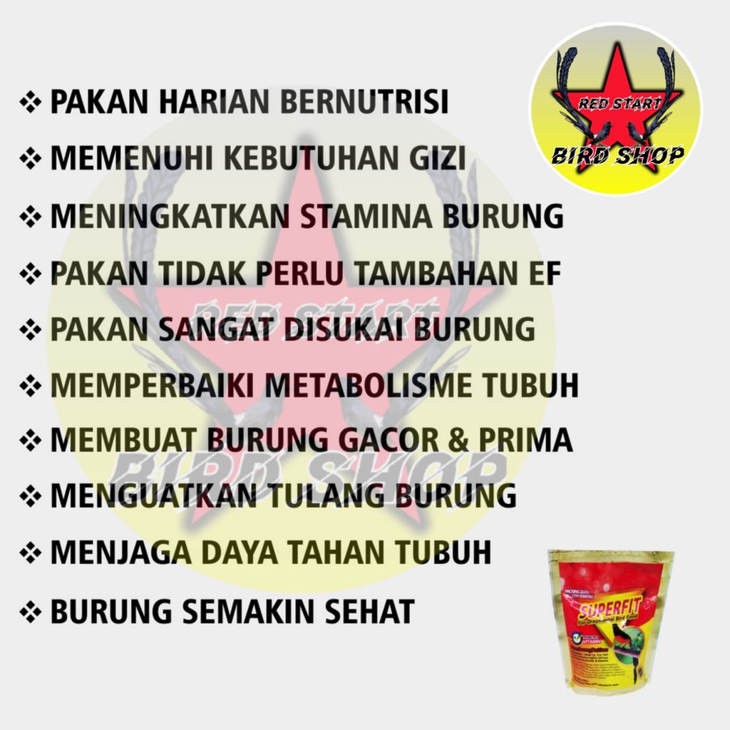 SUPERFIT GOLD &amp; RED HIGH PROTEIN MAKANAN HARIAN BURUNG MURAI KACER CIBLEK CUCAK IJO DLL