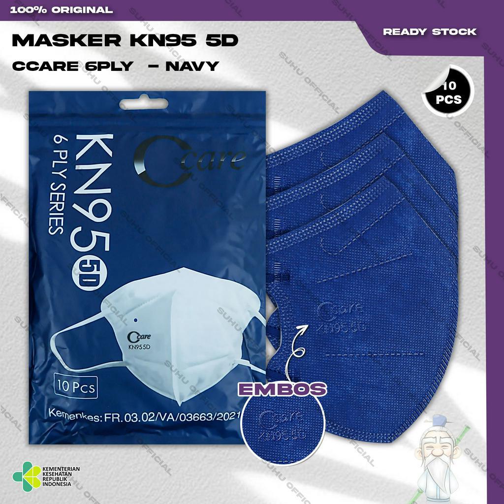 Masker KN95 CCARE 6Ply Isi 10Pcs Warna Navy Biru Gelap 95 6 Ply Surgical Mask Kemenkes