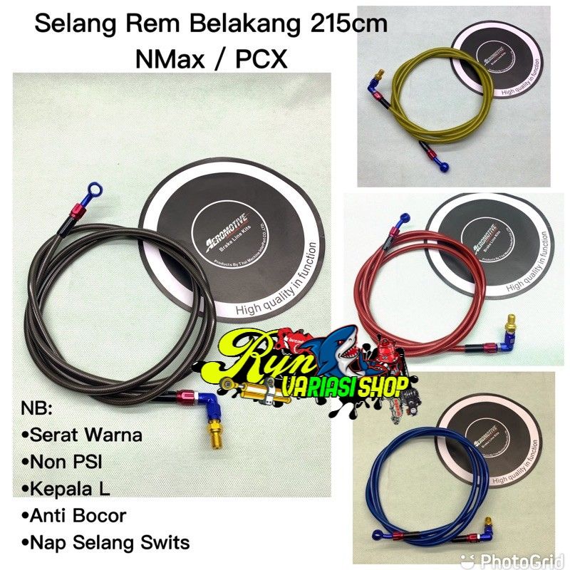 kabel selang rem belakang 215cm Non PSI lepas banjo nmax PCX aeromotive mdl swits