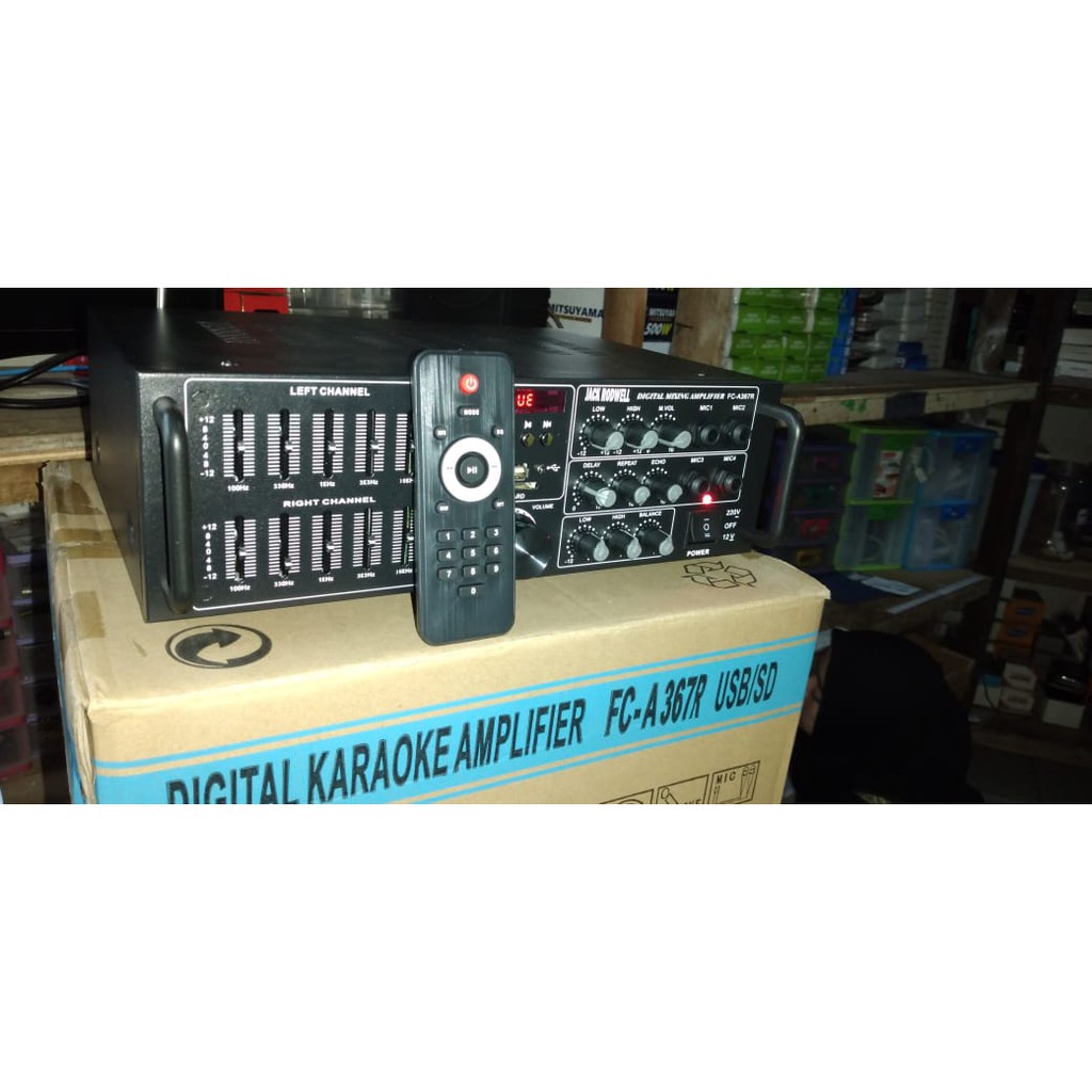 Original 100% digital echo mixer mixing power ampli bluetooth Amplifier bluetoot Equalizer bluetot karaoke blutut USB MP3 player audio sound system AC DC profesional pro aux dj vocal vokal 4 channel chanel  MAXSIMAL SPEAKER PASIF UKURAN BISA.SAMPAI 15 INC