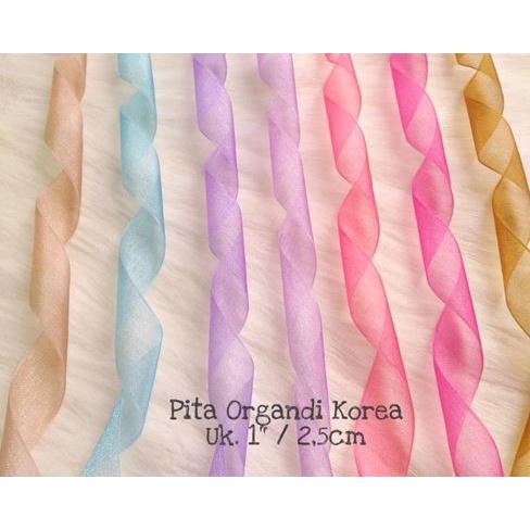 Korean Chiffon Satin Ribbon - Pita Sifon Korea 25mm (1roll = 10m)