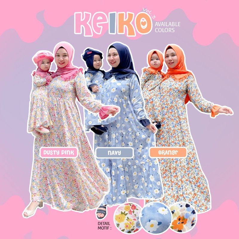 SET GAMIS COUPLE KEIKO ORIGINAL BY CELYCELY | COD | Gamis Anak |Gamis Bayi | gamis premium | gamis c