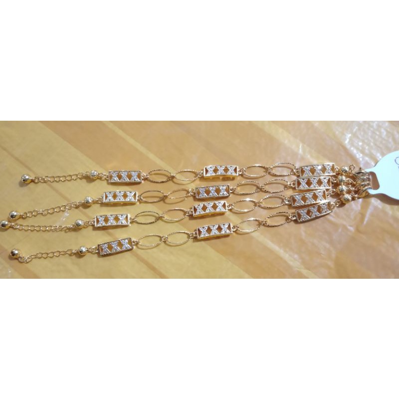 NKt562. Gelang xuping wanita lapis emas dgn mata zircon ukuran 18 cm