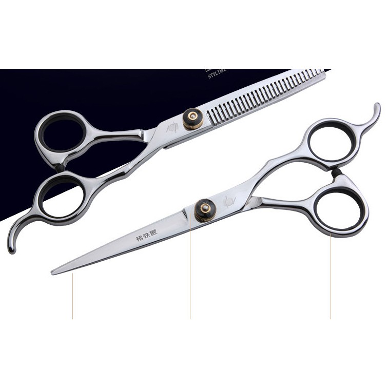 SMITH CHU Set Gunting Rambut Sasak &amp; Flat Hairdressing Scissors - XK10 - Silver