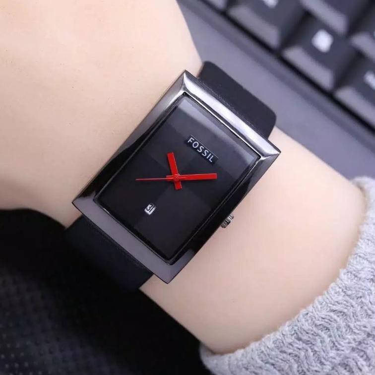 Jam Tangan FS Kotak Wanita Tali Kulit Tanggal Aktif