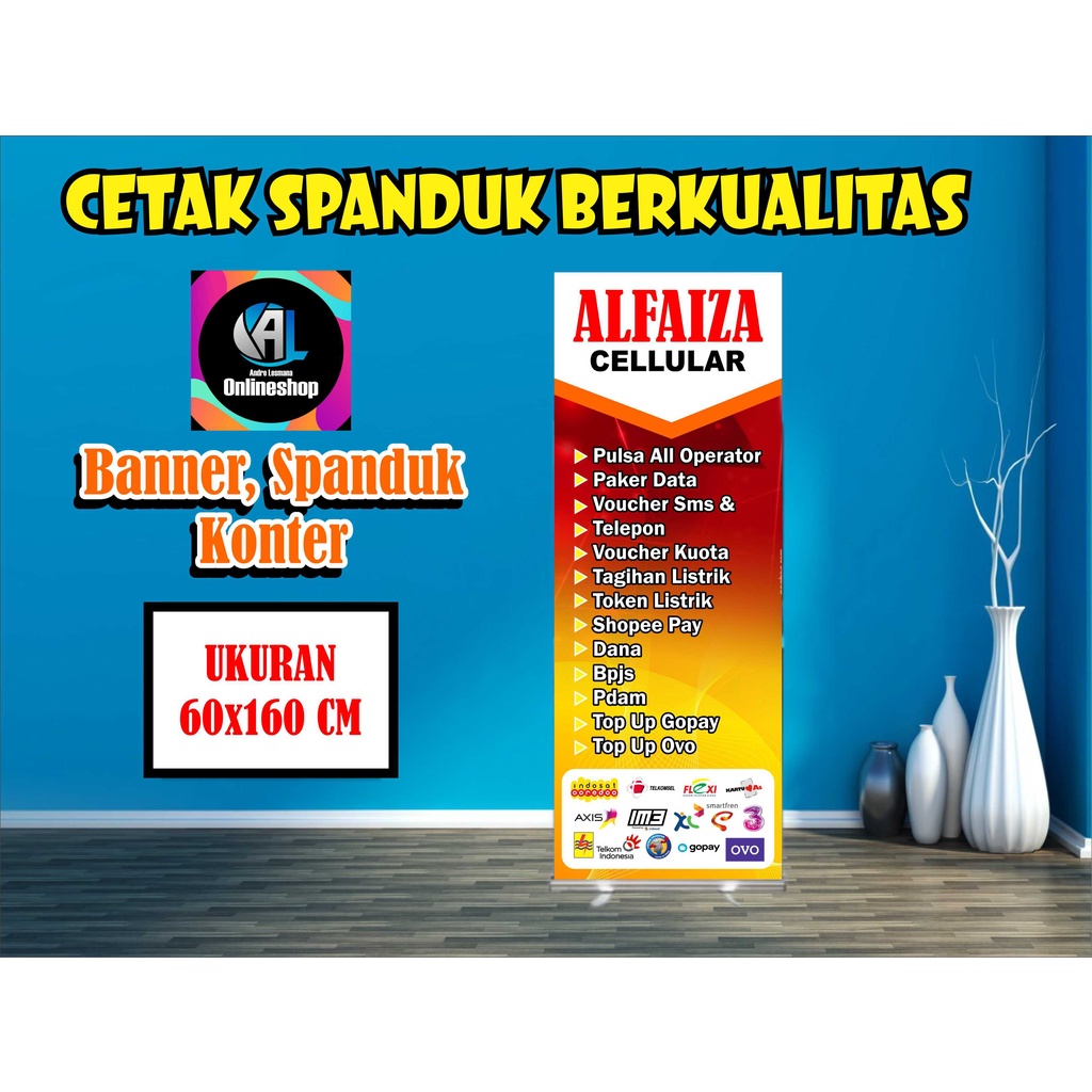 Spanduk, Banner Berdiri, konter pulsa