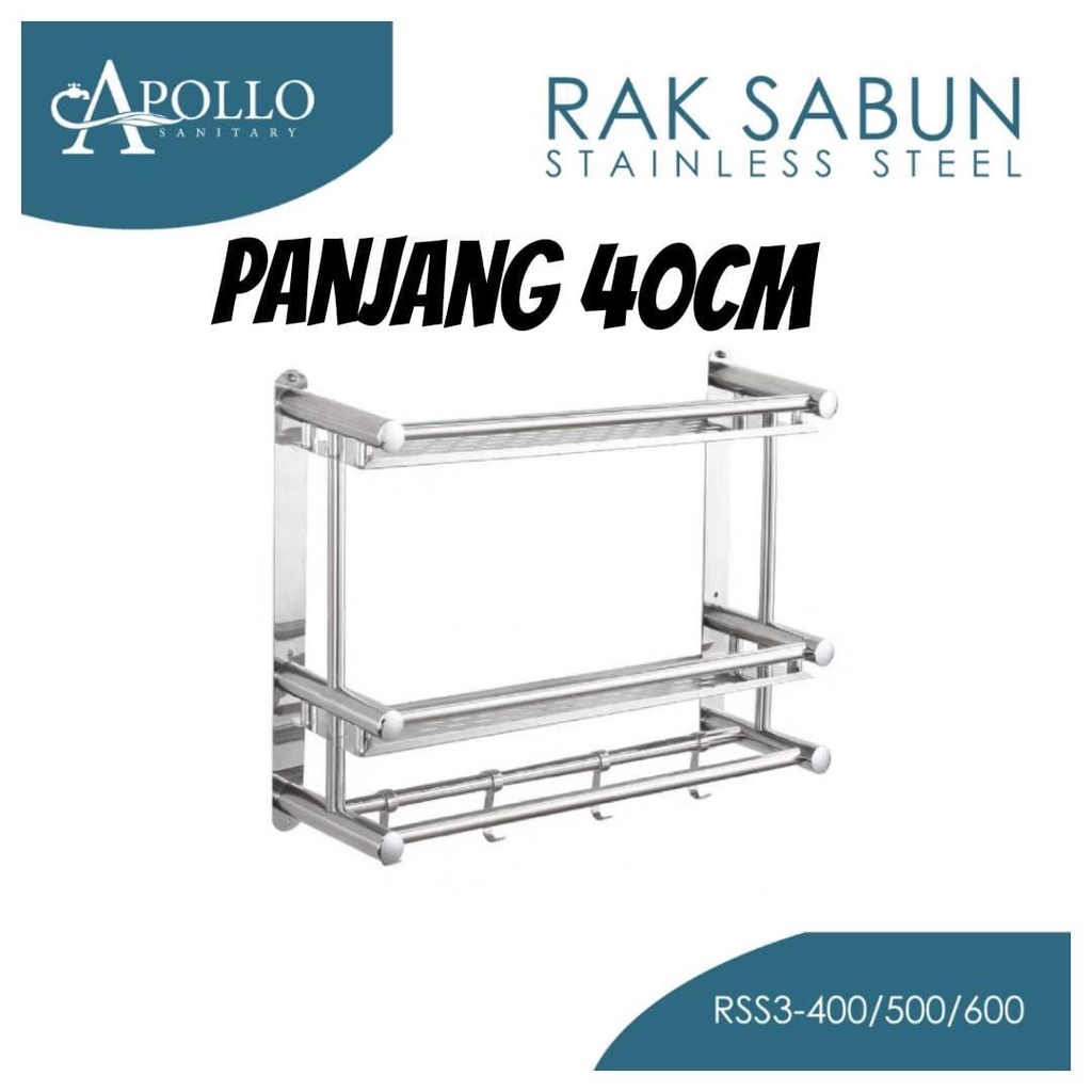 RAK SABUN STAINLESS 3 SUSUN 40CM / 50CM PROMO