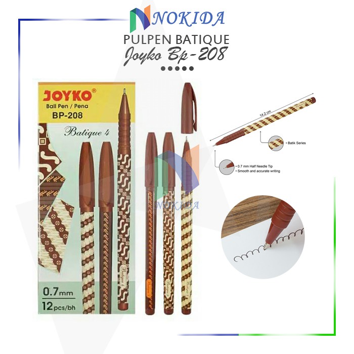 

Nokida Pulpen Batique 4 Joyko BP-208/12 pcs / Ballpoint Pena Pen 0.7 mm/1 Pack