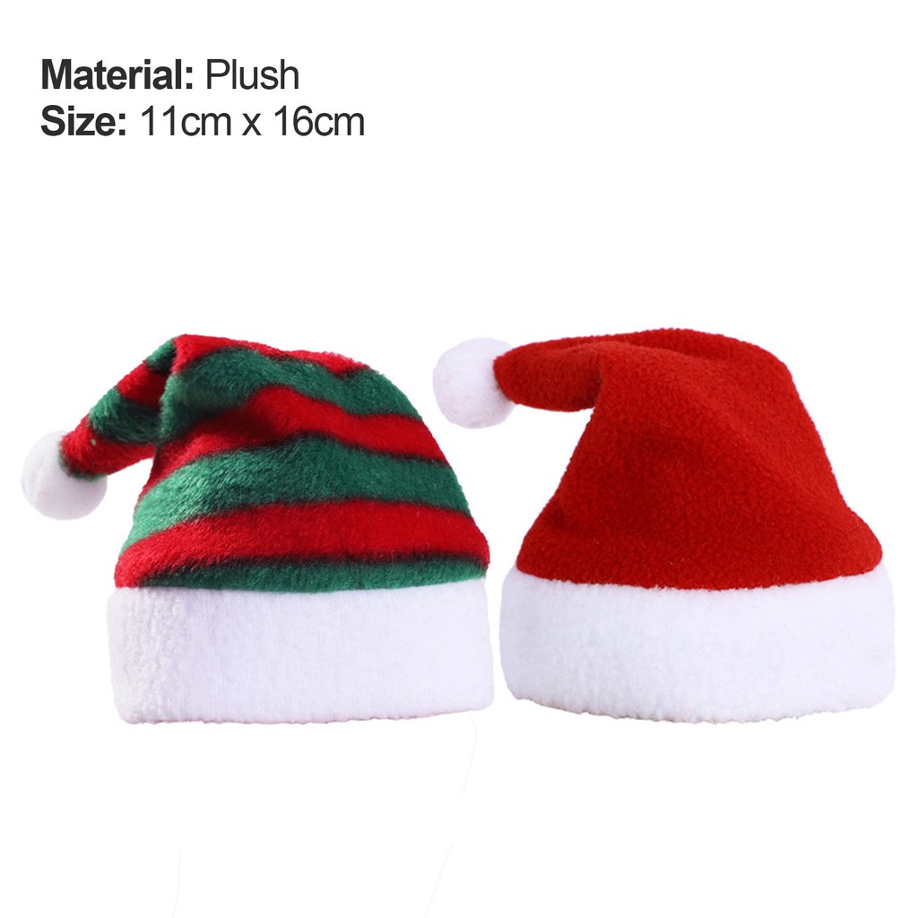 Topi Natal Motif Garis Adjustable Untuk Anjing/Kucing