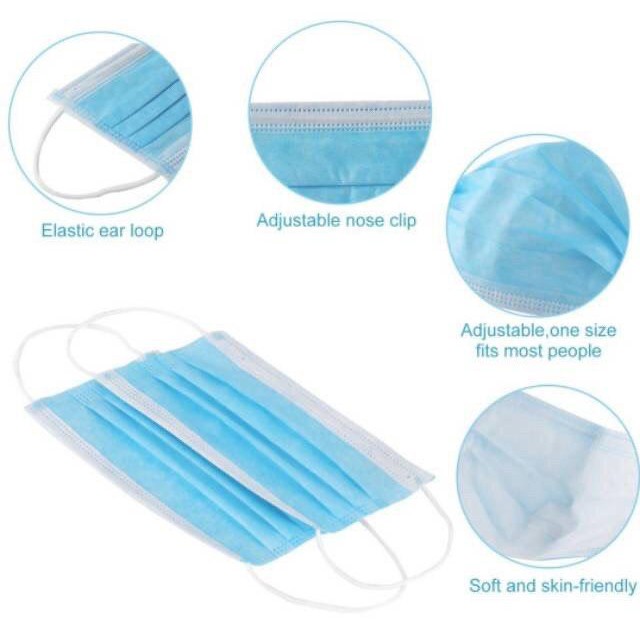 MASKER 3 PLY EARLOOP DISPOSABLE MASK ISI 50 Pcs